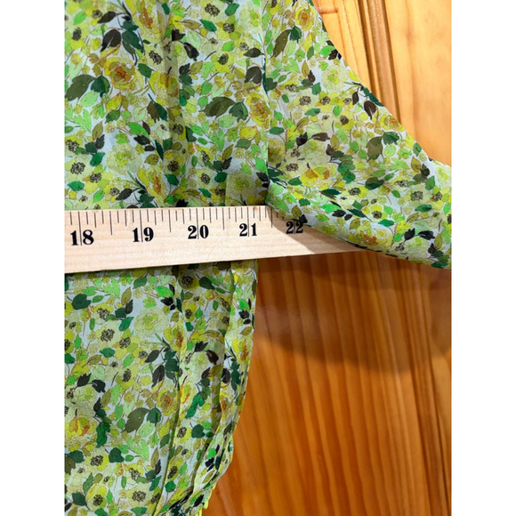 Favorite Daughter Sheer Floral Tie Front Blouse S Green Yellow Long Sleeve Top - Picture 5 of 5